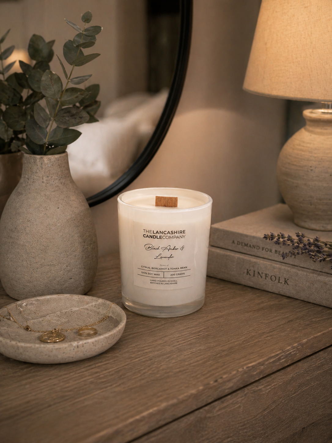 Black Amber & Lavender Scented Candle