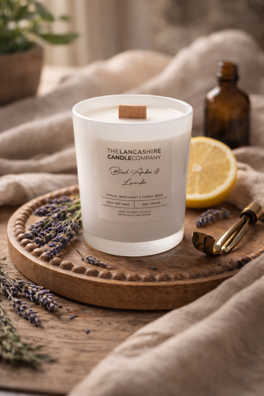 Black Amber & Lavender Scented Candle