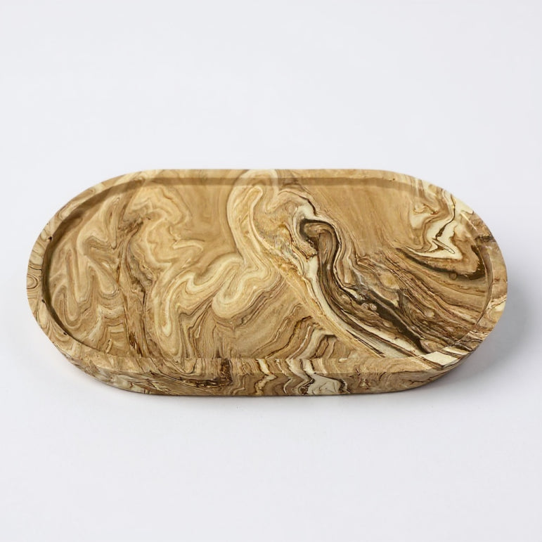 Neutral Marble Jesmonite Trinket Tray